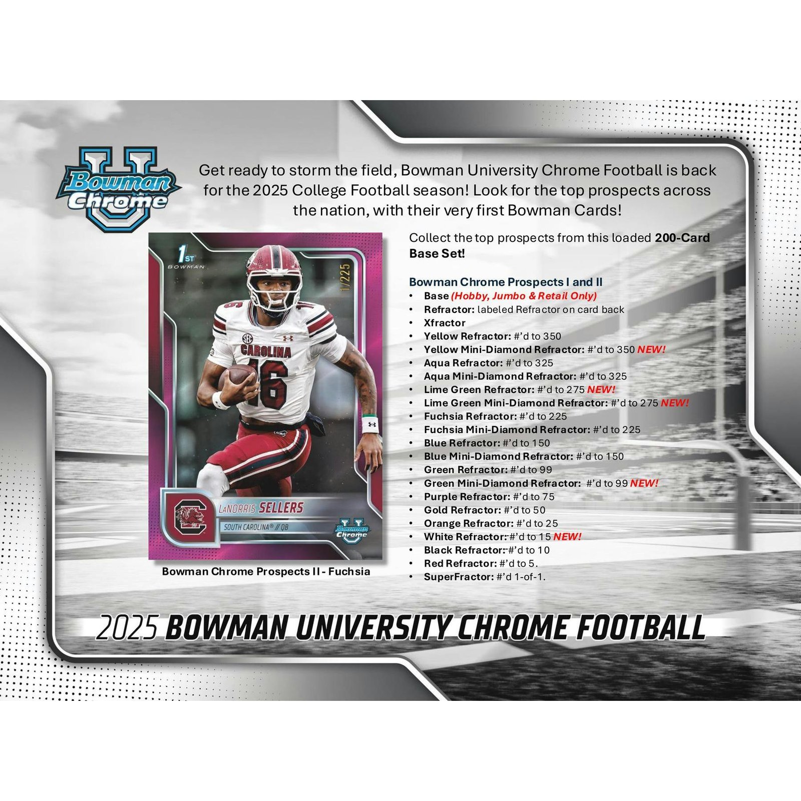 2025 Bowman University Chrome Football Blaster 40-Box Case - Image 8