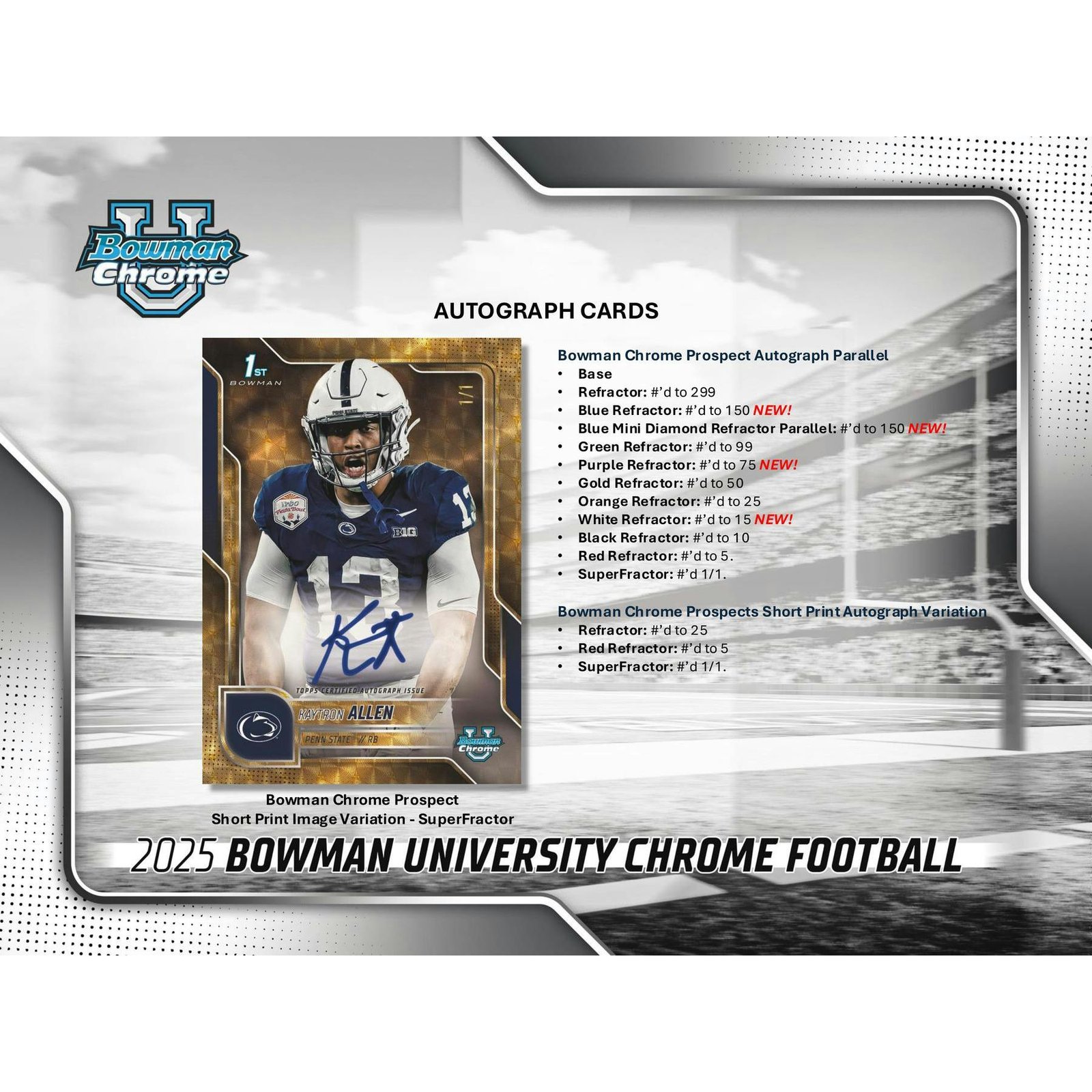 2025 Bowman University Chrome Football Blaster 40-Box Case - Image 13