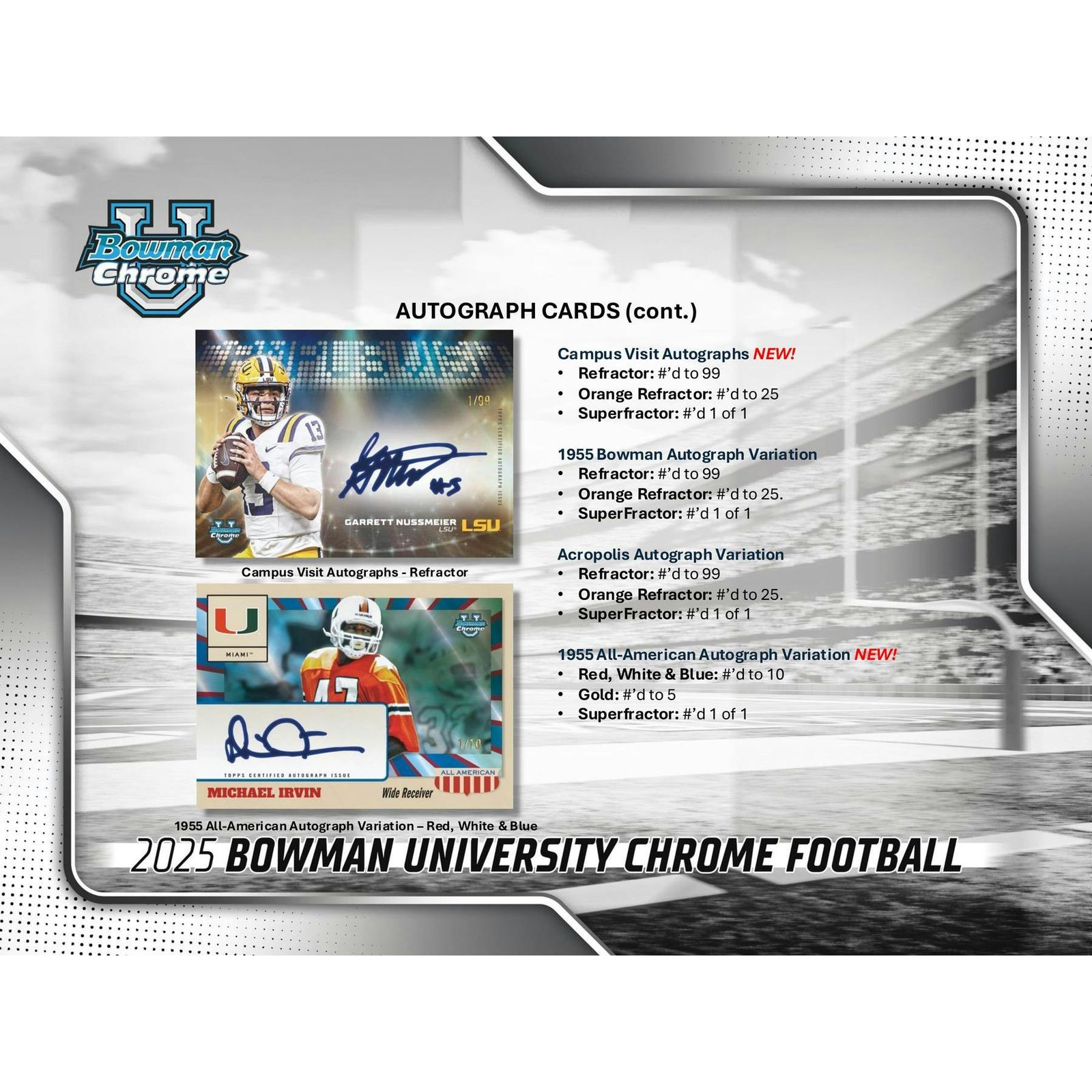 2025 Bowman University Chrome Football Blaster 40-Box Case - Image 14